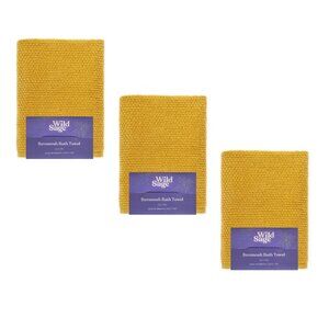 3 YOLK YELLOW Wild Sage Savannah Quick Dry 90% Cotton BATH Towels (Autumn color)